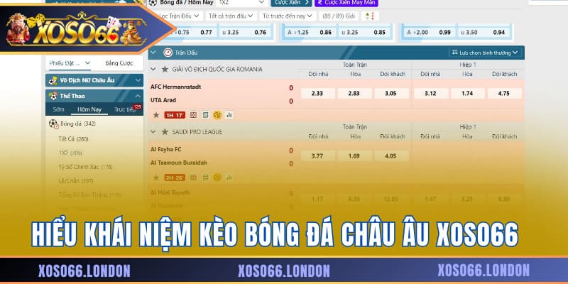 Hiểu khái niệm kèo bóng đá châu Âu Xoso66